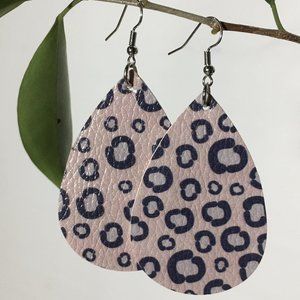 NEW Womens Cheetah Leopard Animal Print Leather Teardrop Earrings